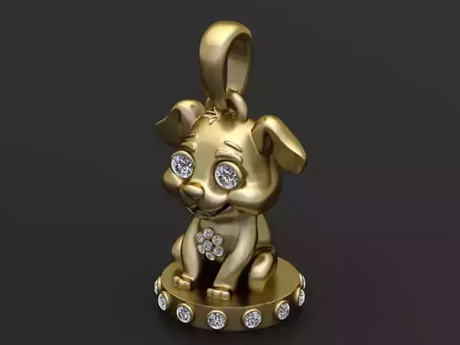 Gold puppy pendant  3D printable model  
