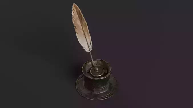 old inkwell and quill set