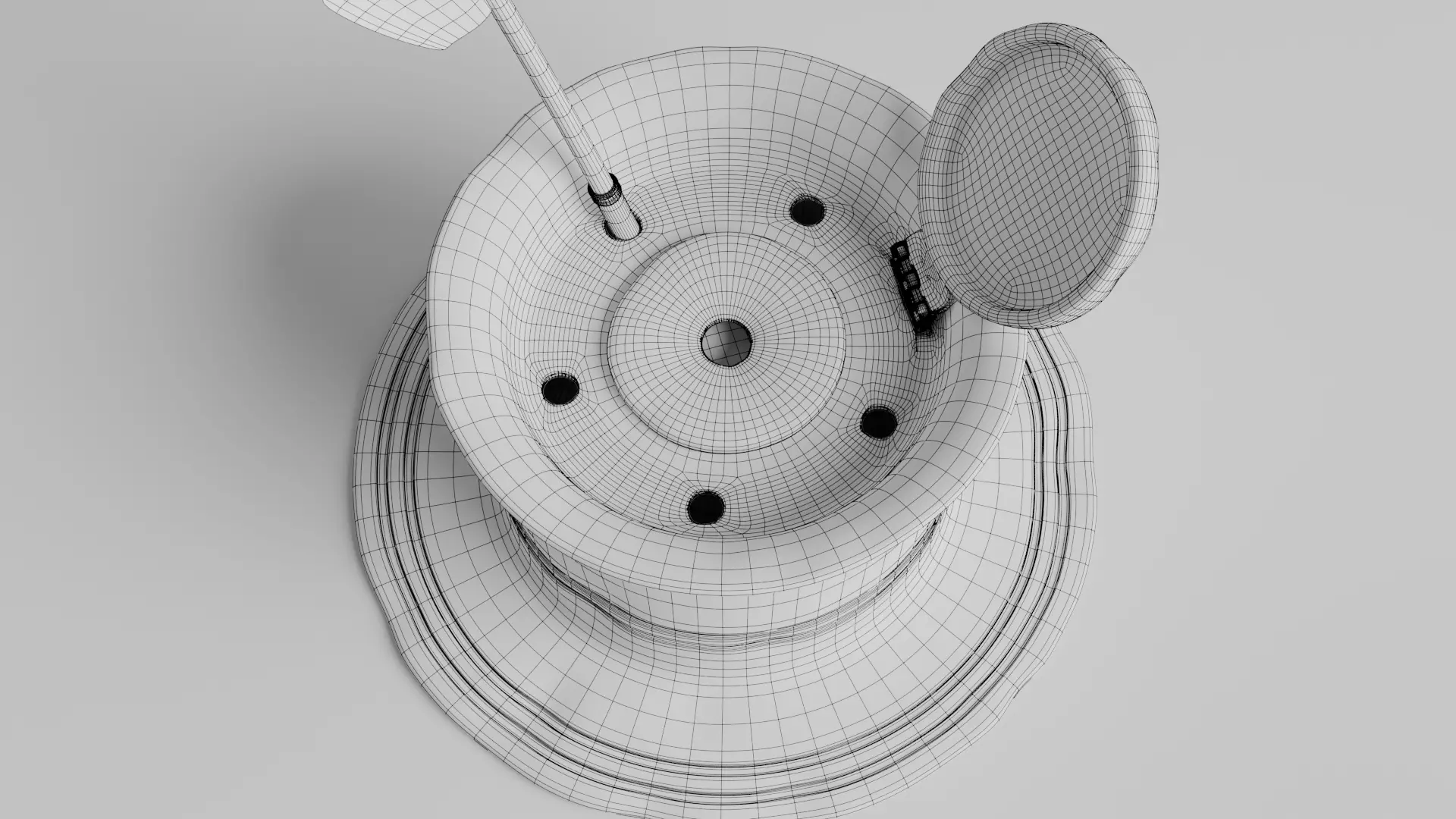 old inkwell and quill set 3D model_12