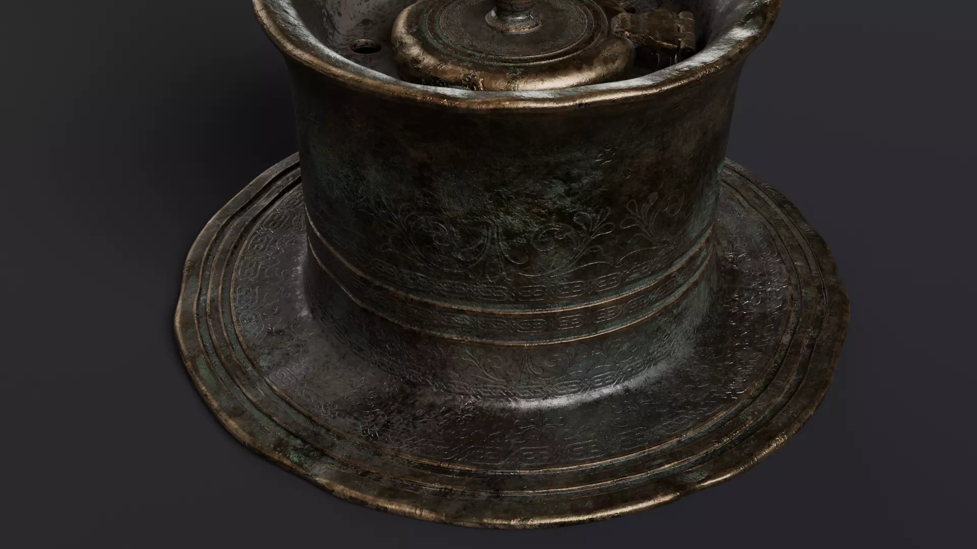 old inkwell and quill set 3D model_2