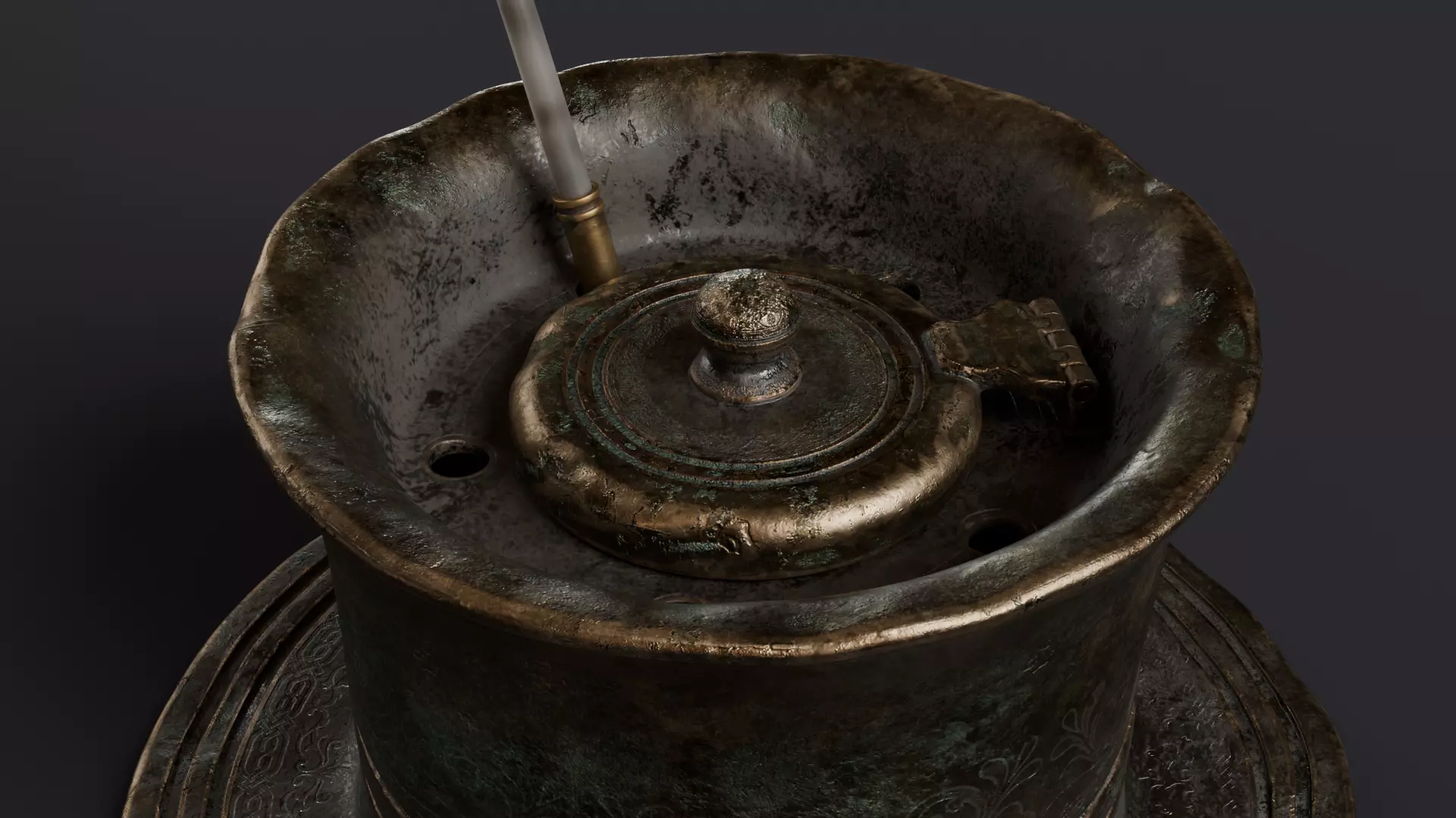 old inkwell and quill set 3D model_3