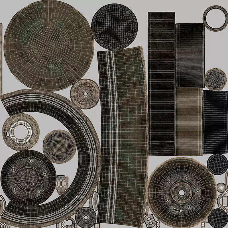 old inkwell and quill set 3D model_14