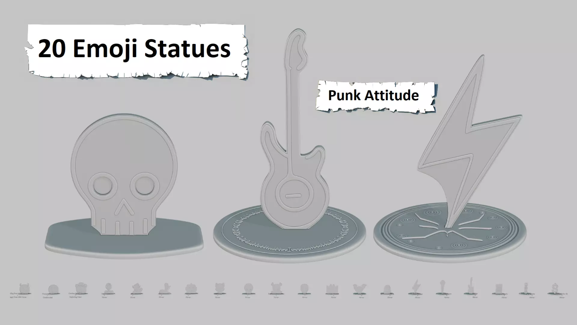 Punk Attitude Pack Emoji Statues 3D print model