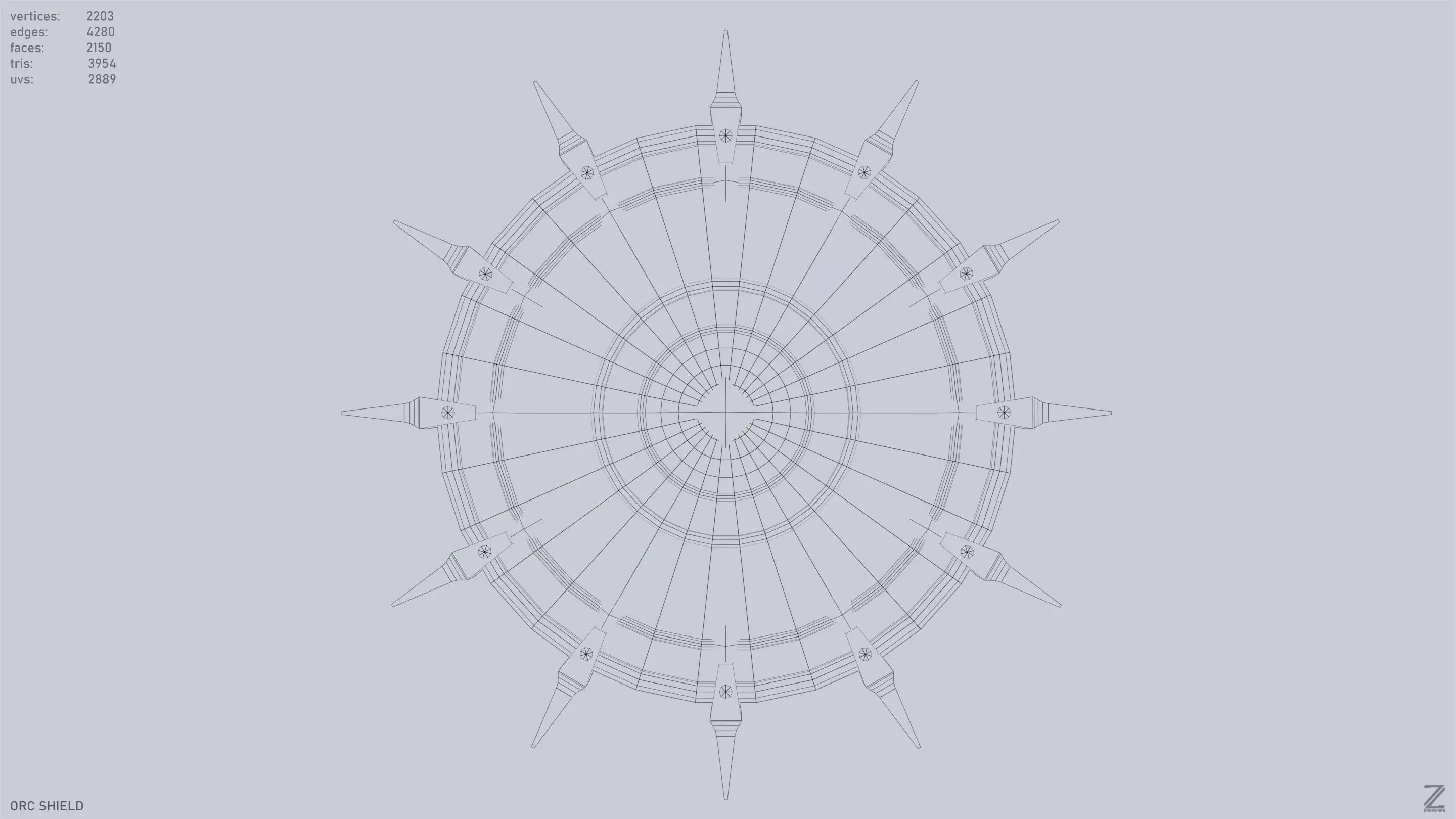 Orc shield Low-poly 3D model_9