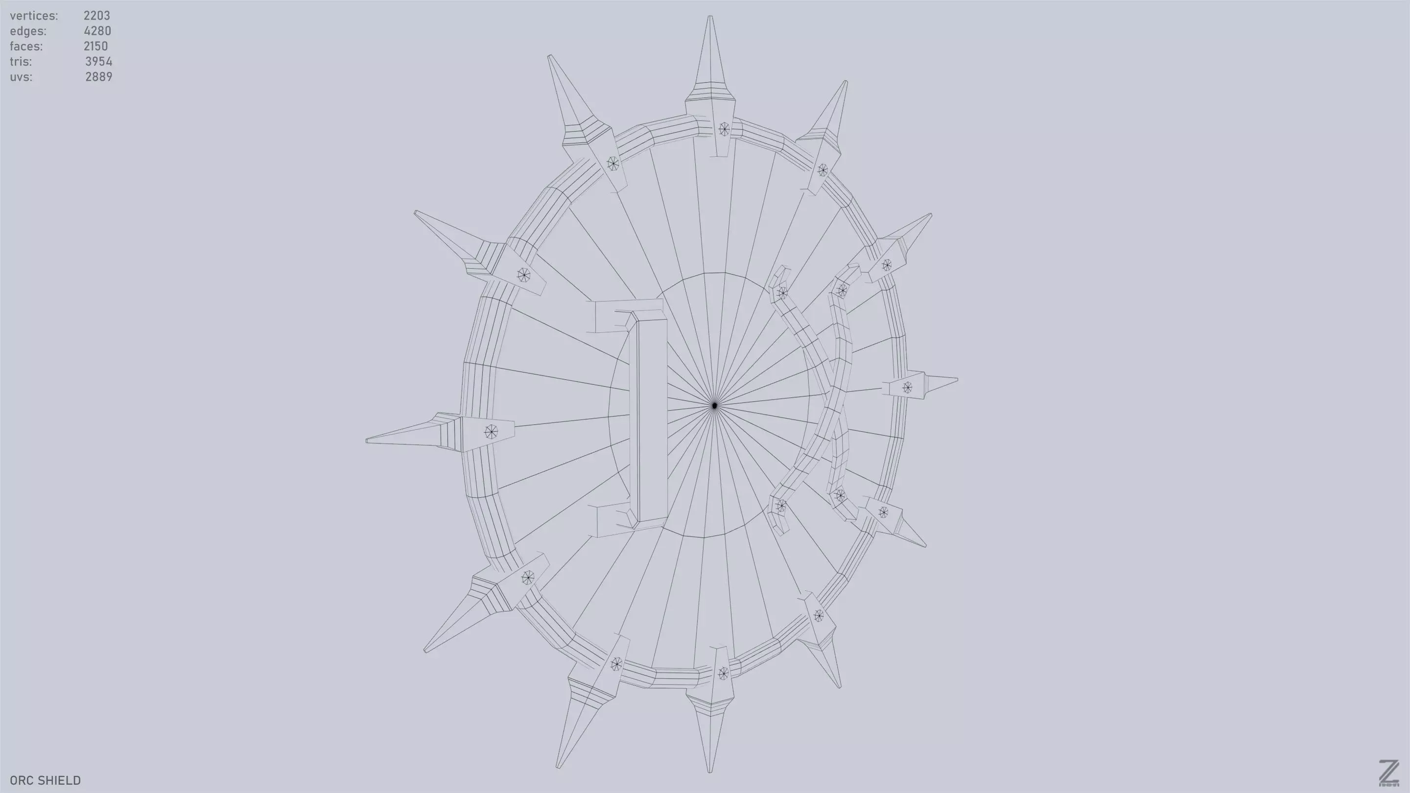 Orc shield Low-poly 3D model_12