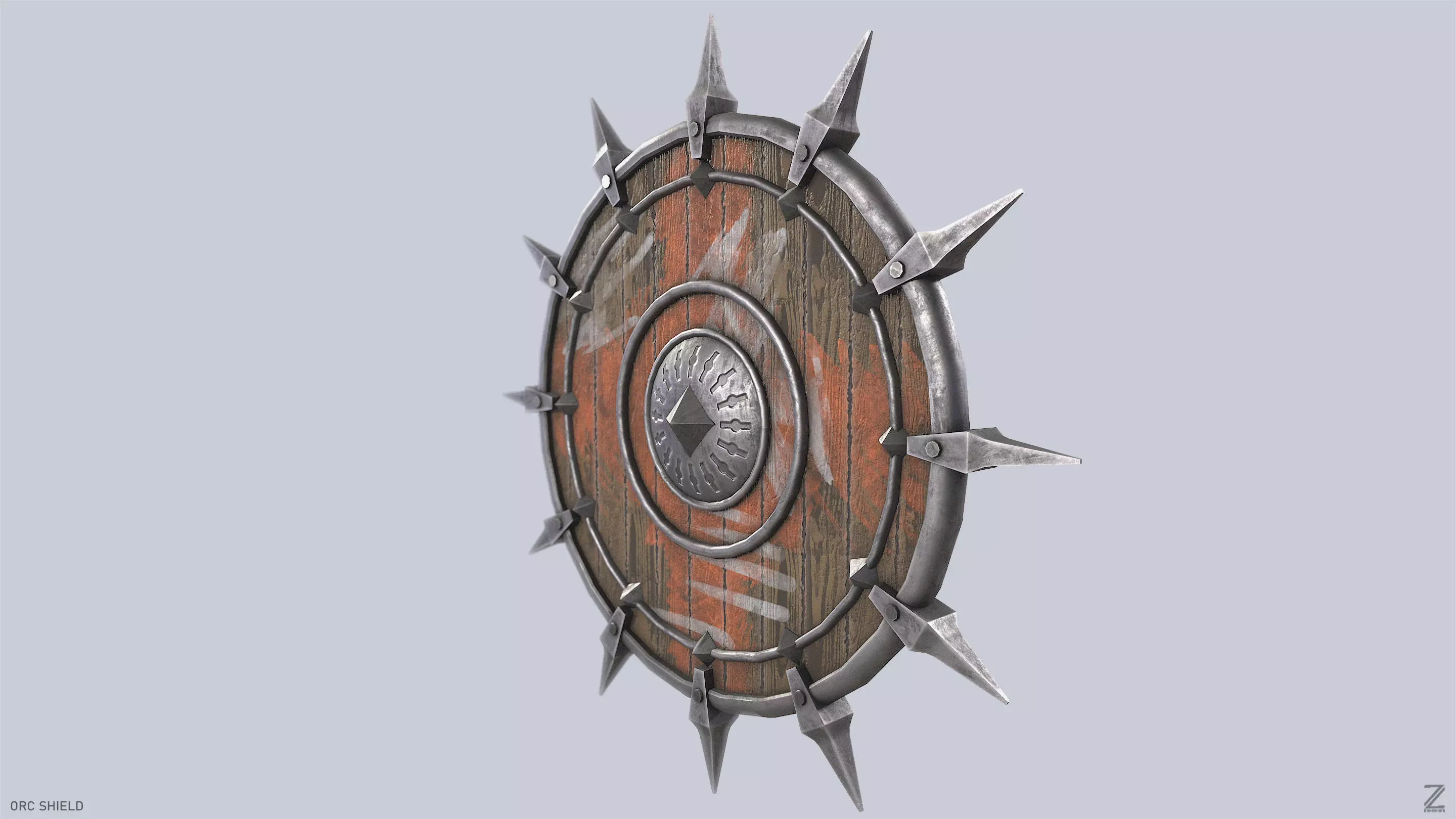 Orc shield Low-poly 3D model_4