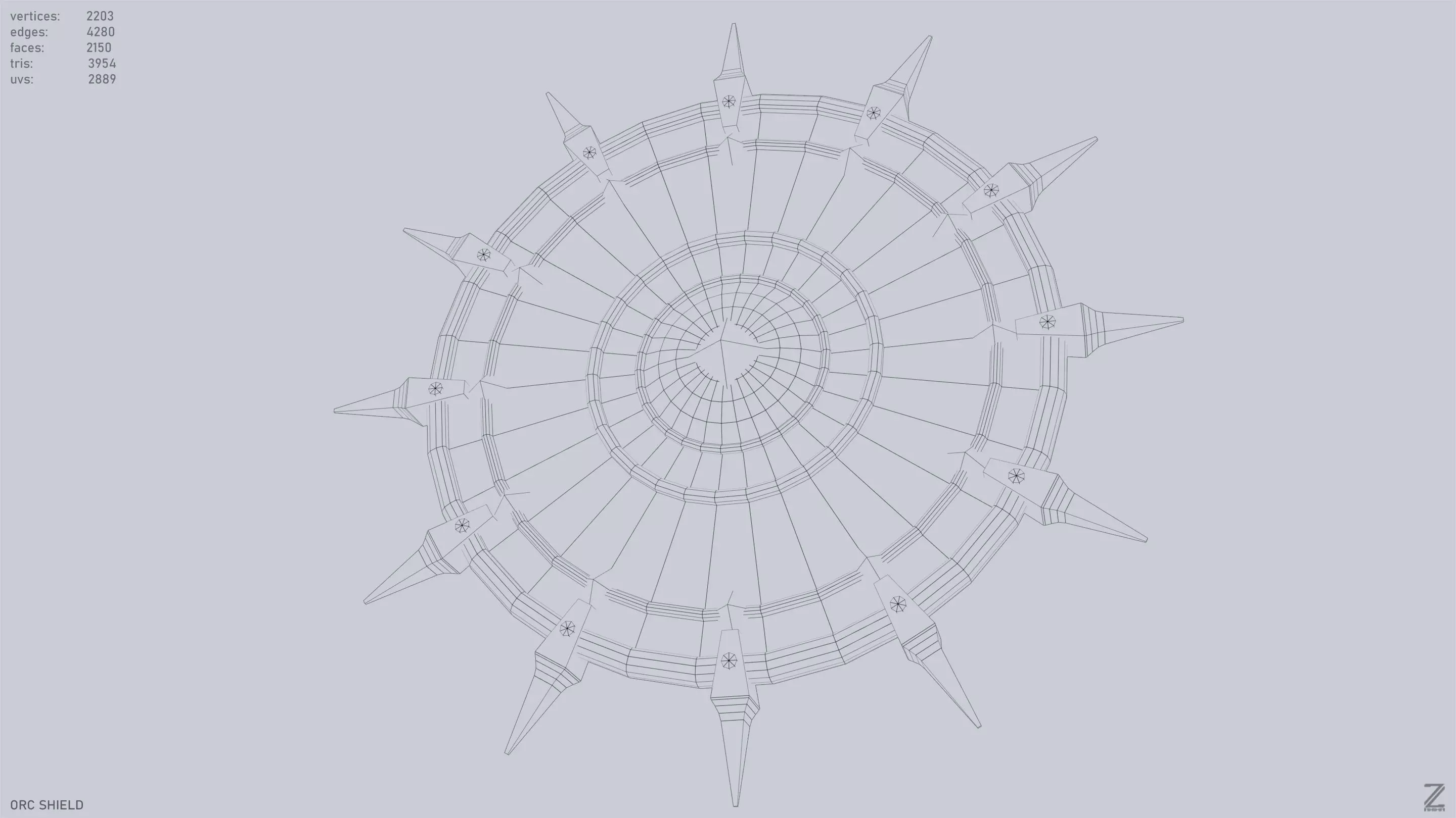 Orc shield Low-poly 3D model_15