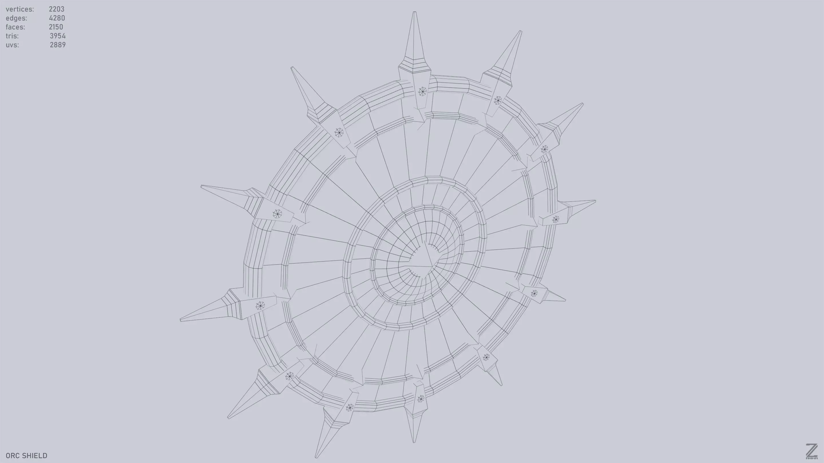 Orc shield Low-poly 3D model_14