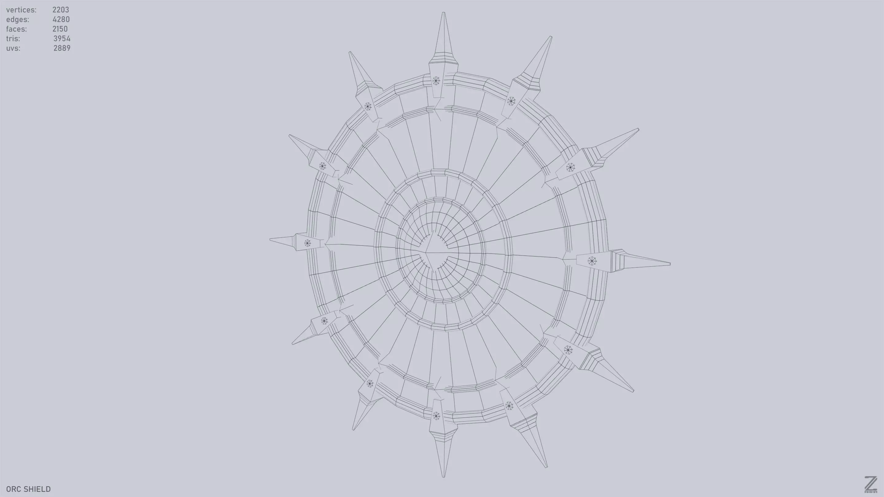 Orc shield Low-poly 3D model_10