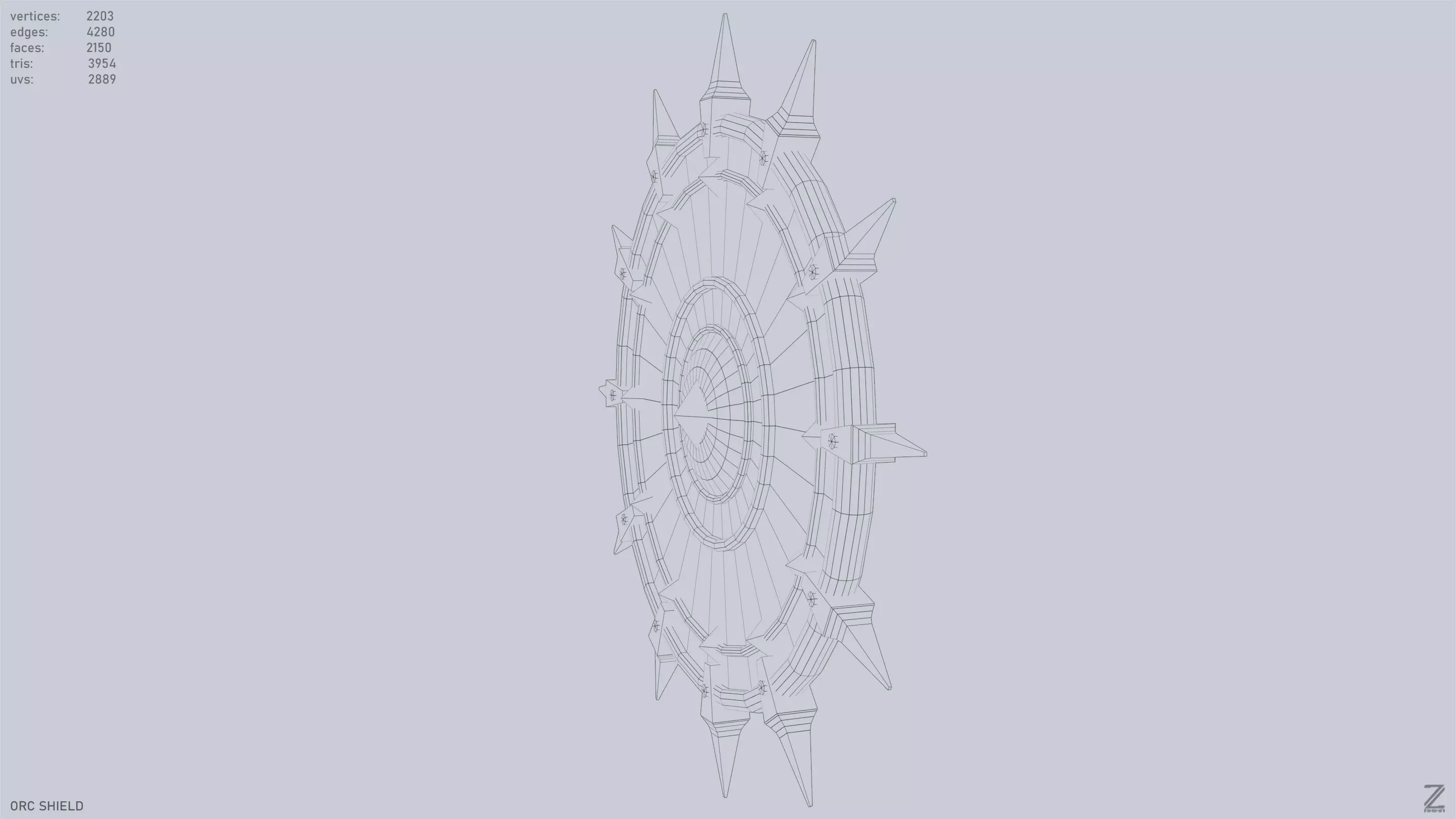 Orc shield Low-poly 3D model_11