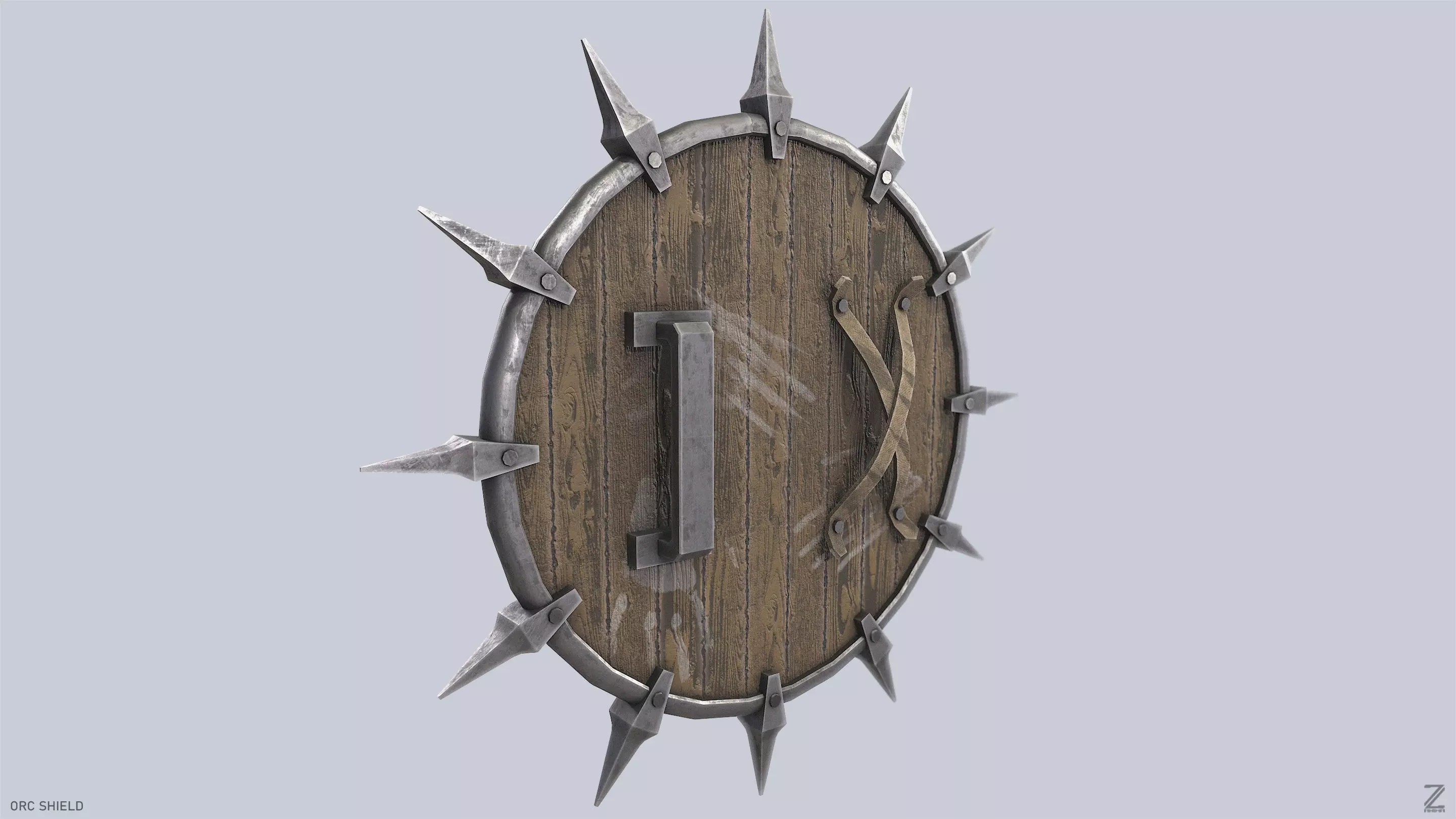 Orc shield Low-poly 3D model_5