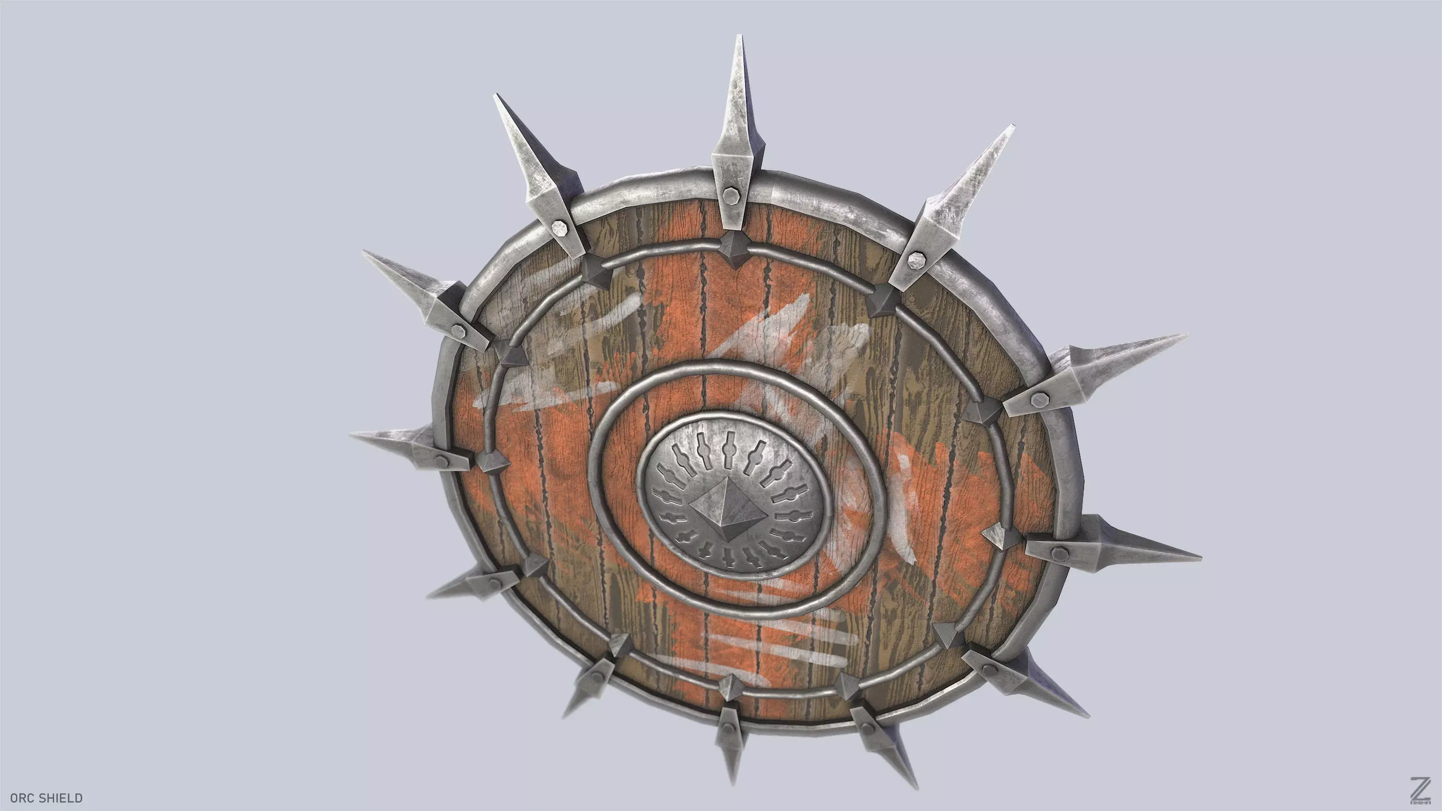 Orc shield Low-poly 3D model_2