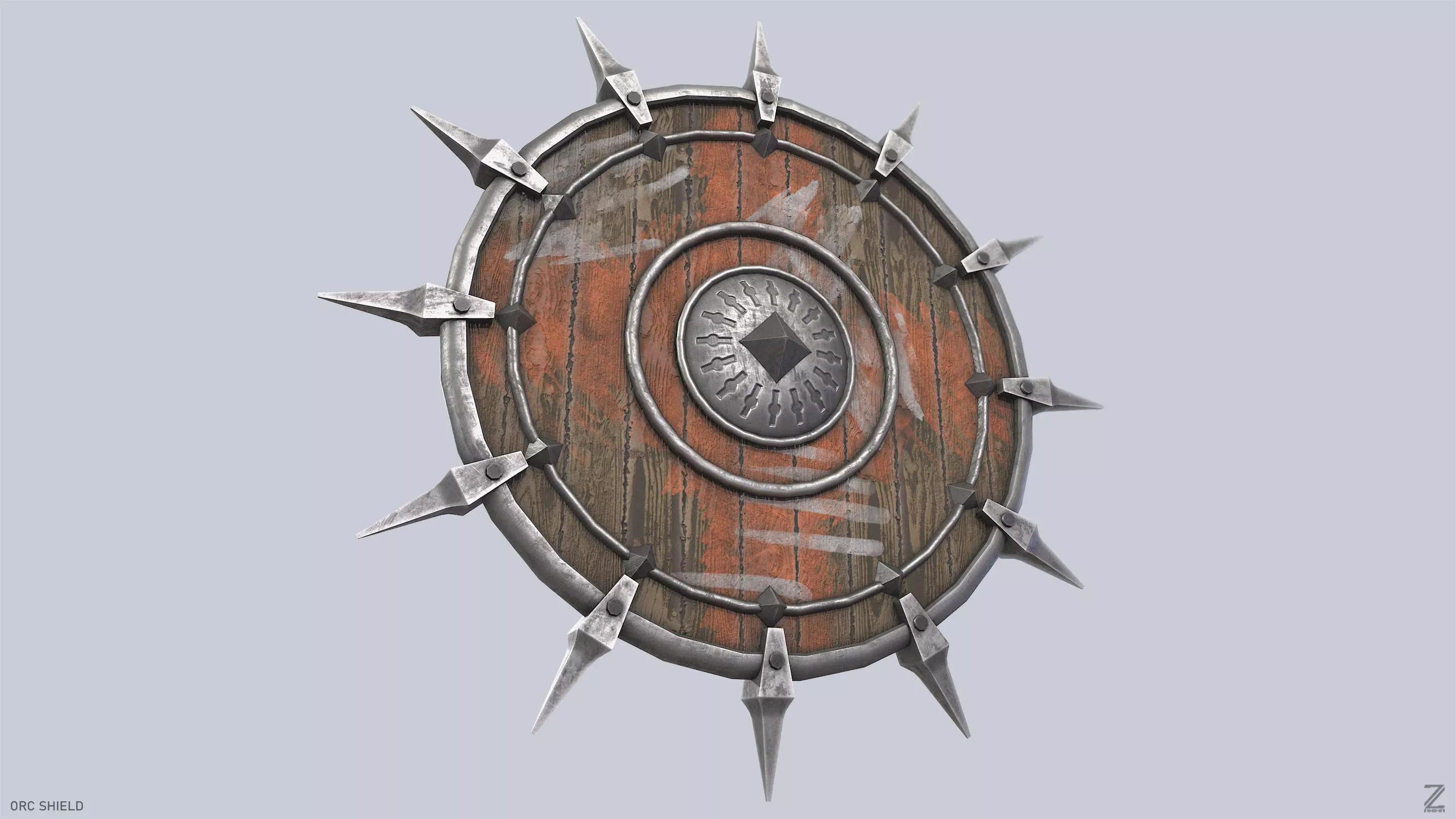 Orc shield Low-poly 3D model_8