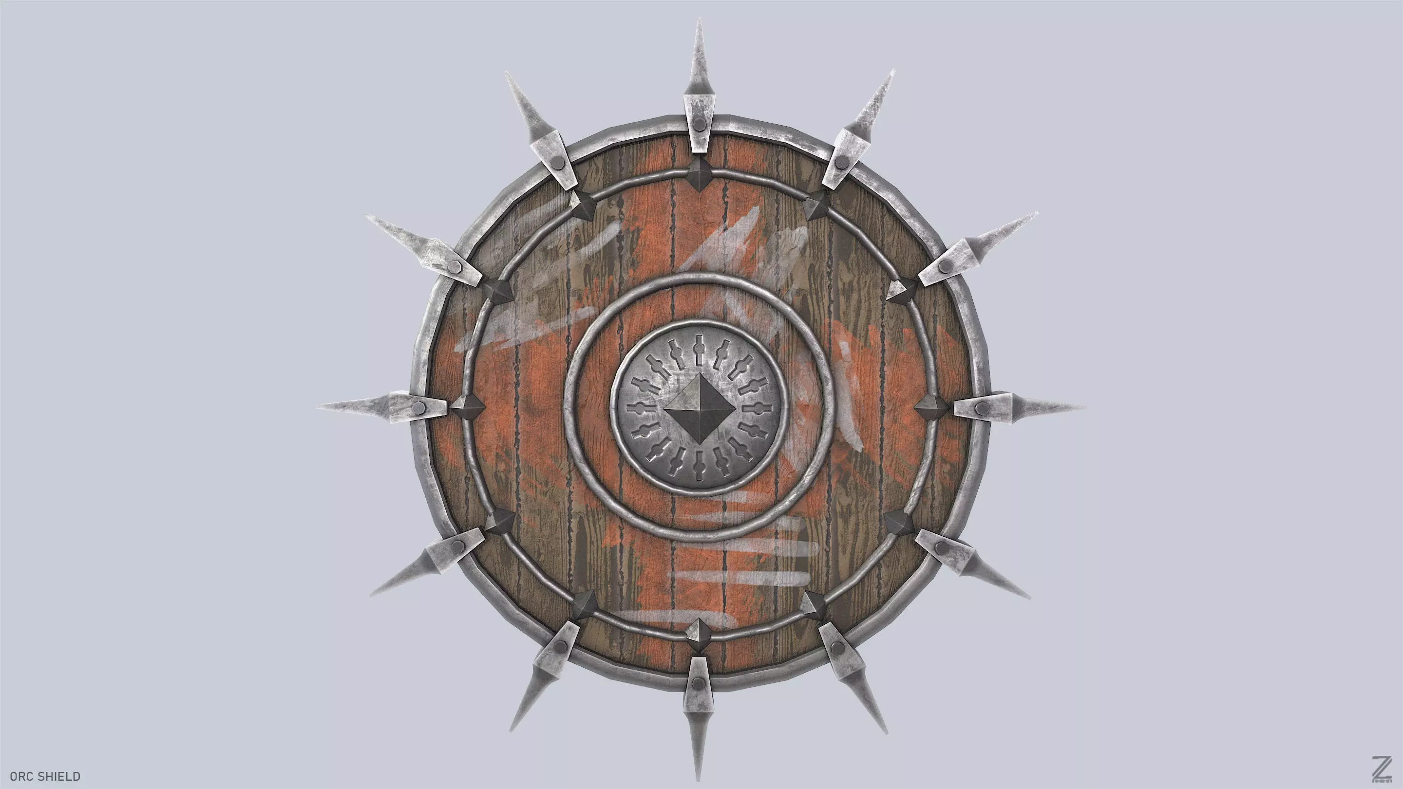 Orc shield Low-poly 3D model_0