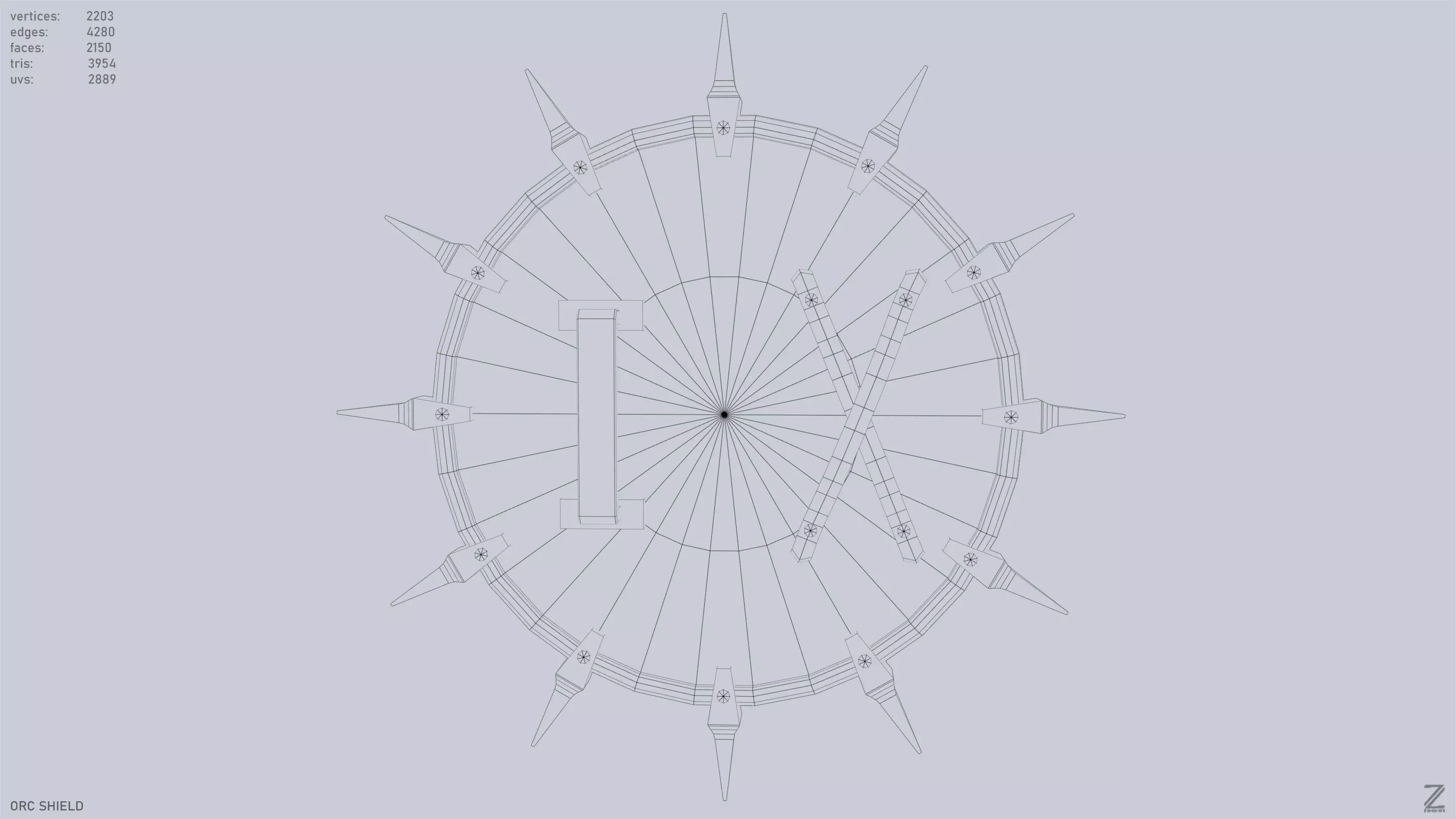 Orc shield Low-poly 3D model_13