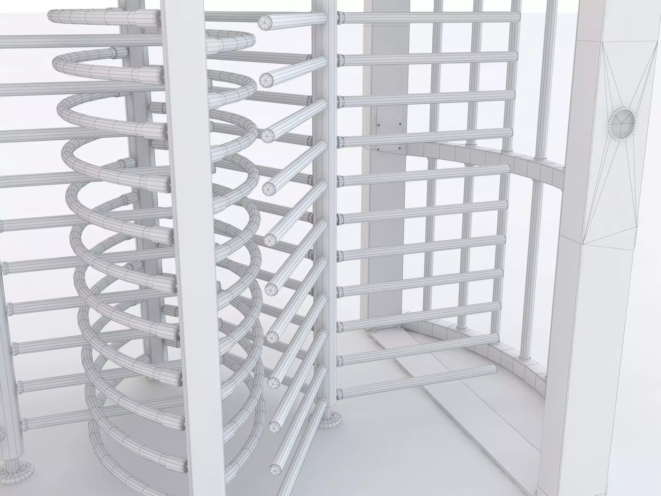 Double revolving gate 3D model_5