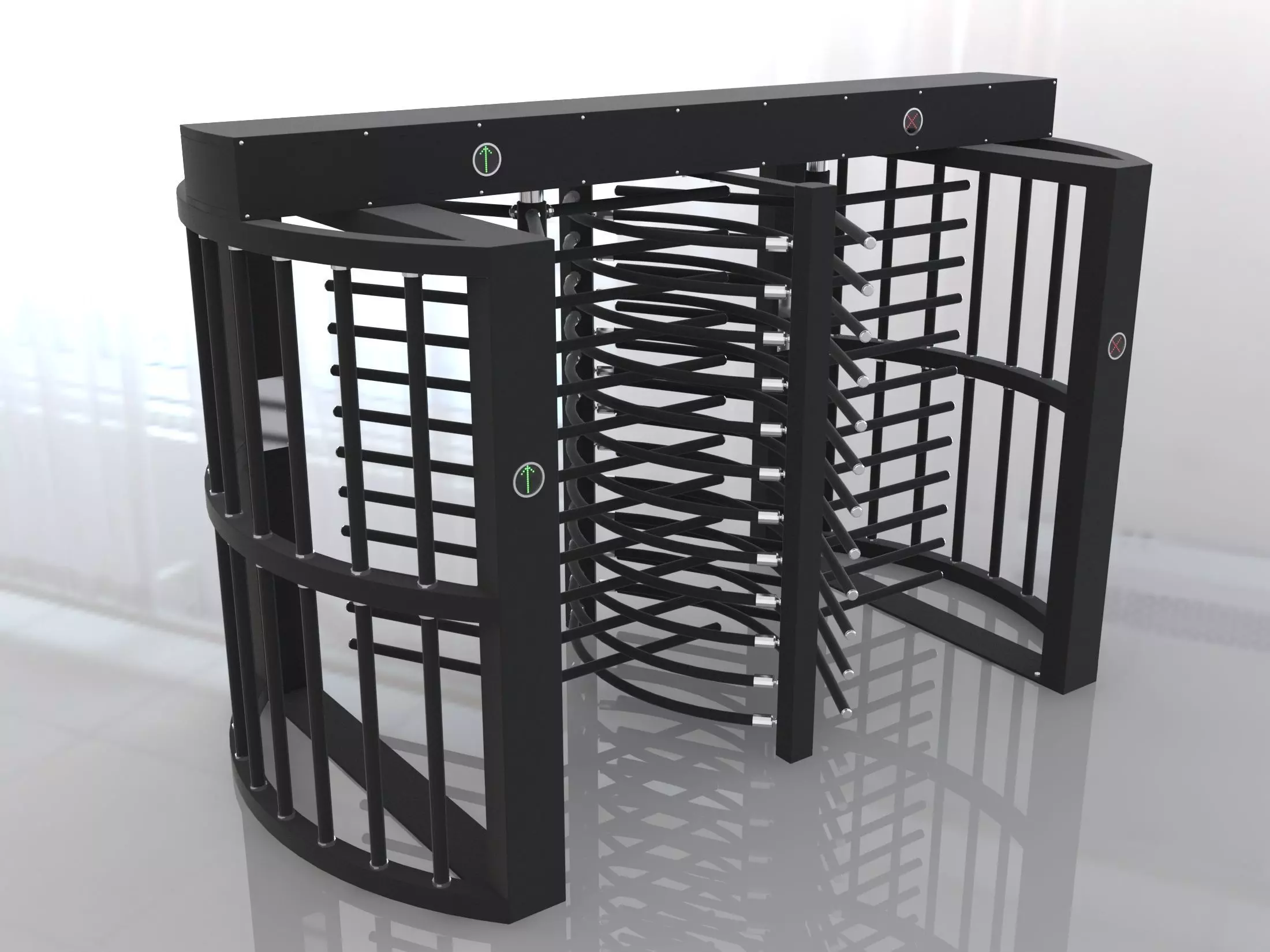 Double revolving gate 3D model_2