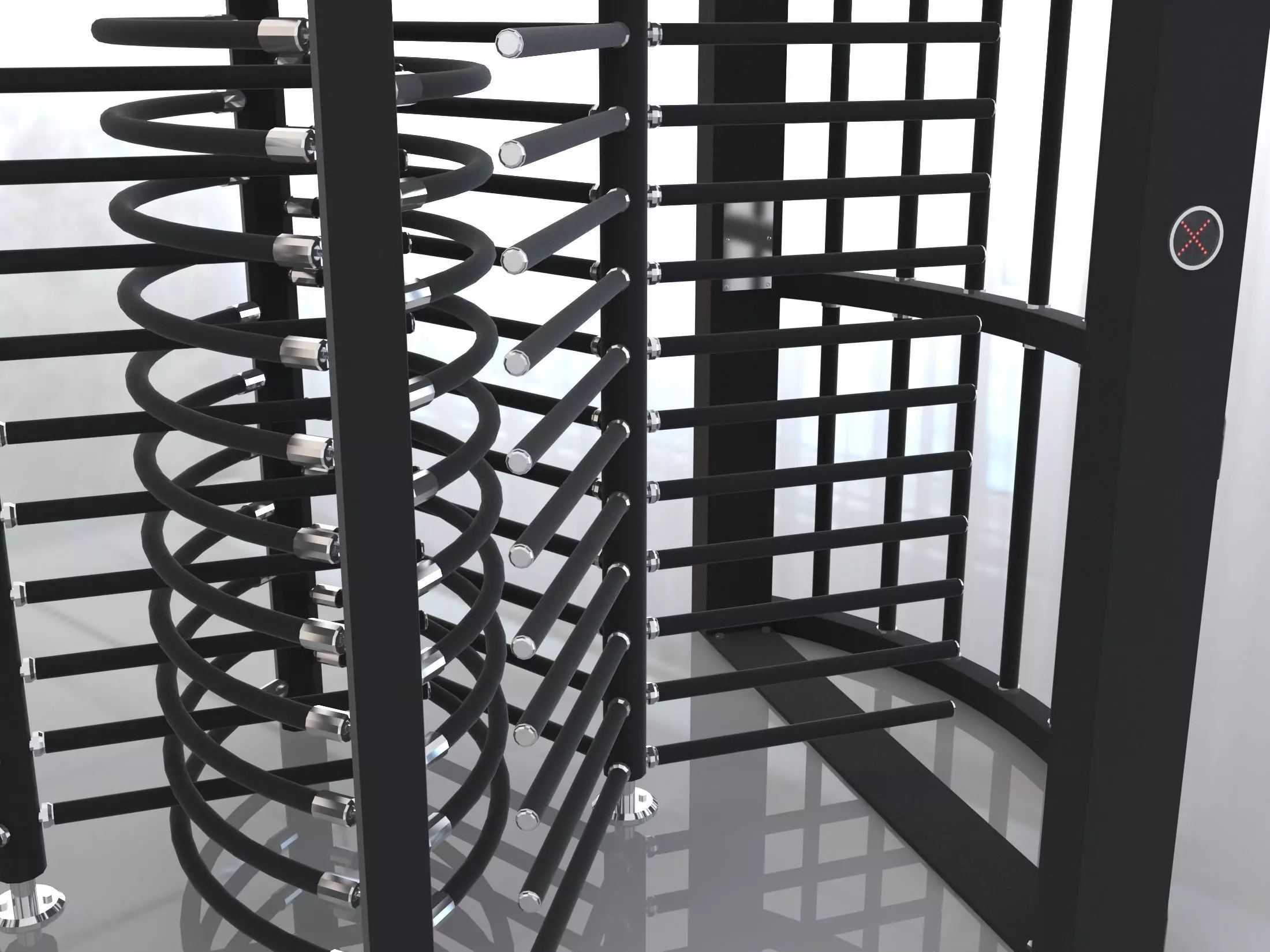Double revolving gate 3D model_4