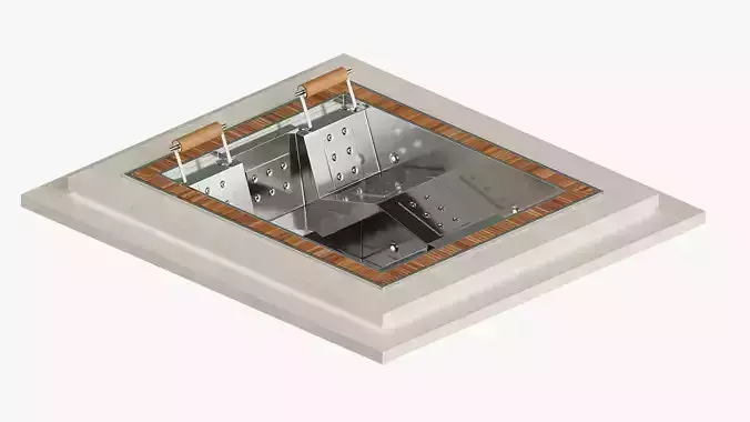 Pool inox with teak grille 3D model