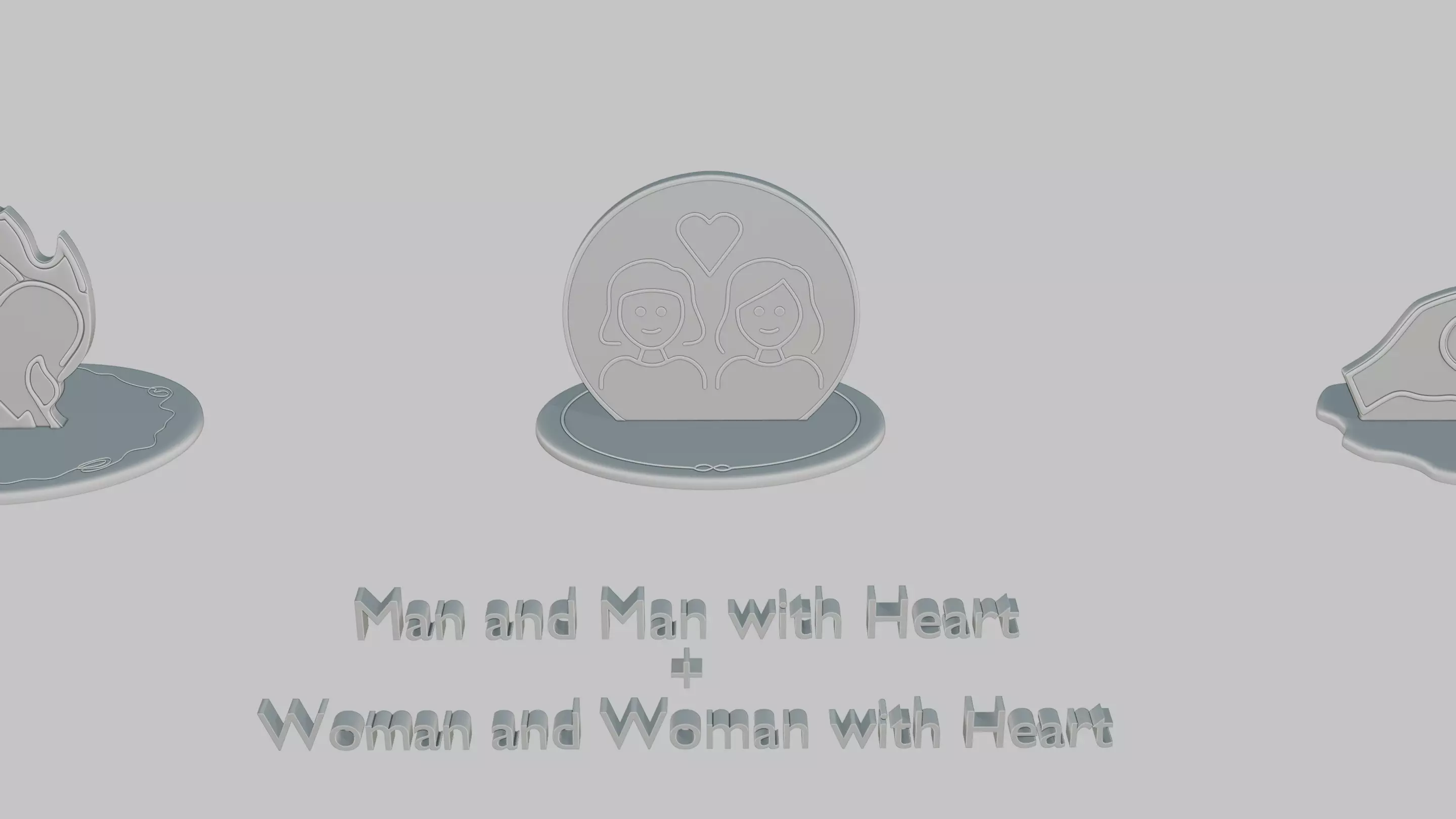 Romantic Moments Pack Emoji Statues 3D print model_16