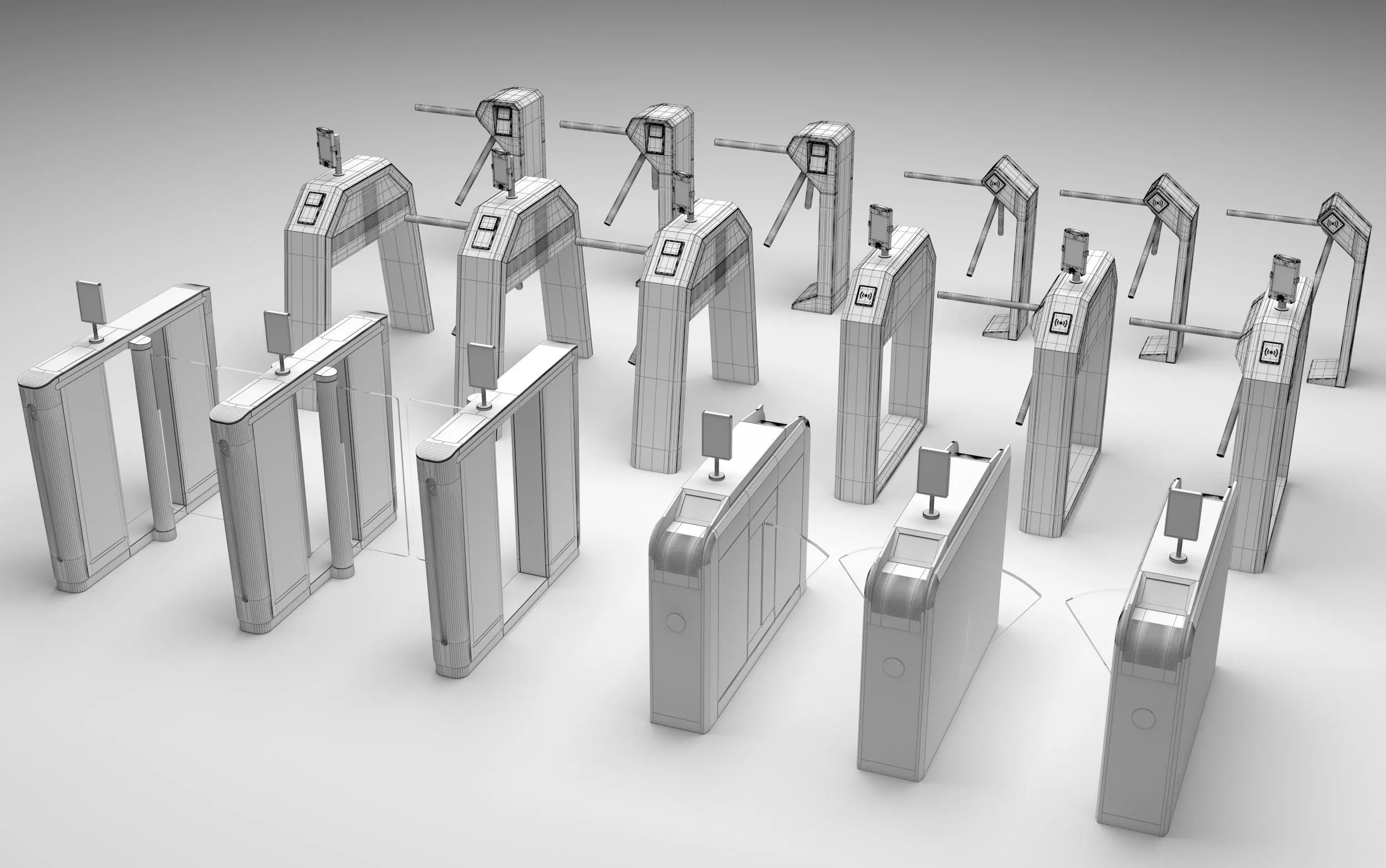 Automatic Turnstiles Gate 3D model_7
