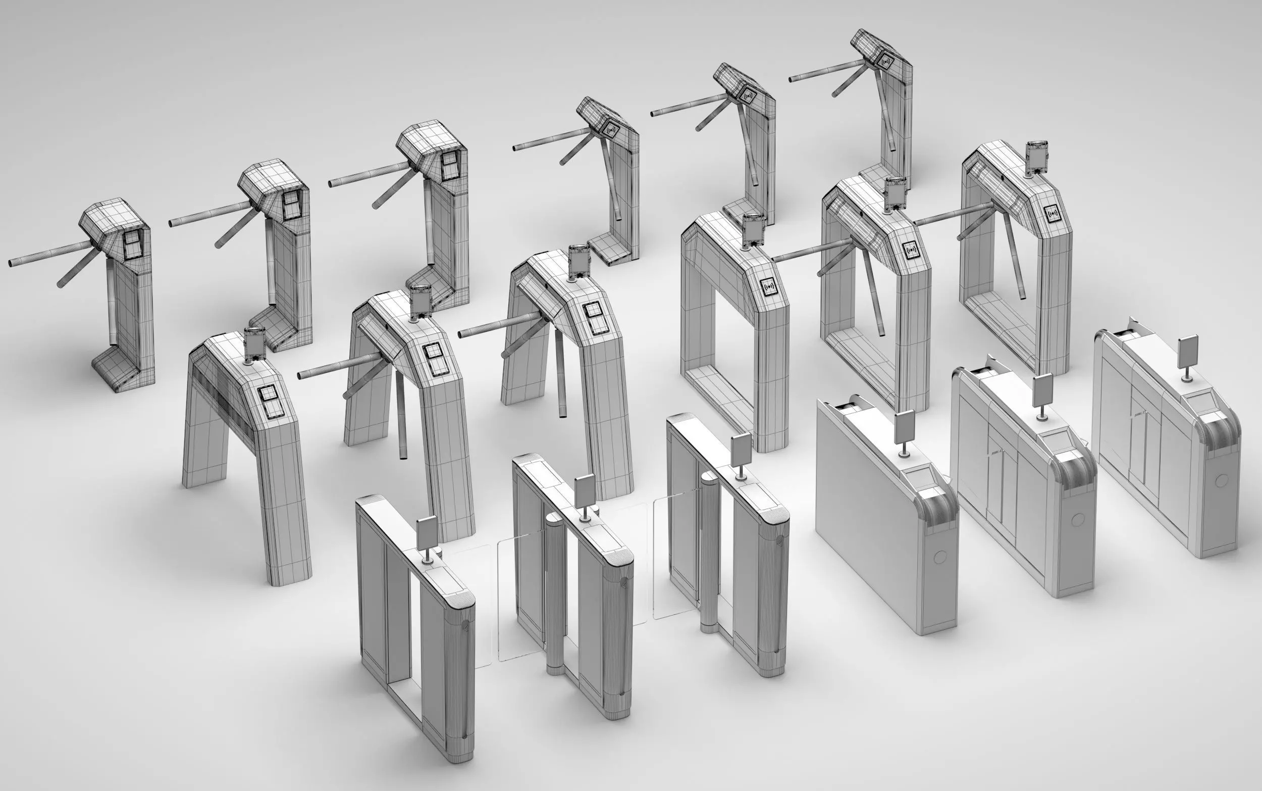 Automatic Turnstiles Gate 3D model_6