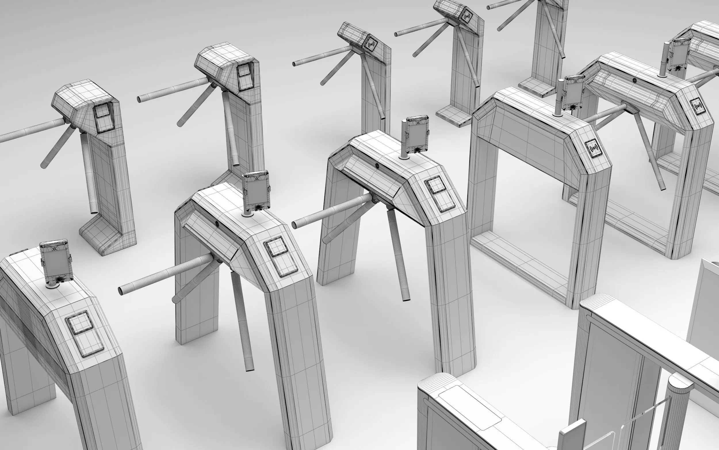 Automatic Turnstiles Gate 3D model_8