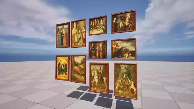 Medieval Paintings Low-poly 3D model