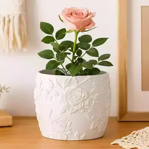 Romantic Rose Plant Pot  with drainage no supports needed