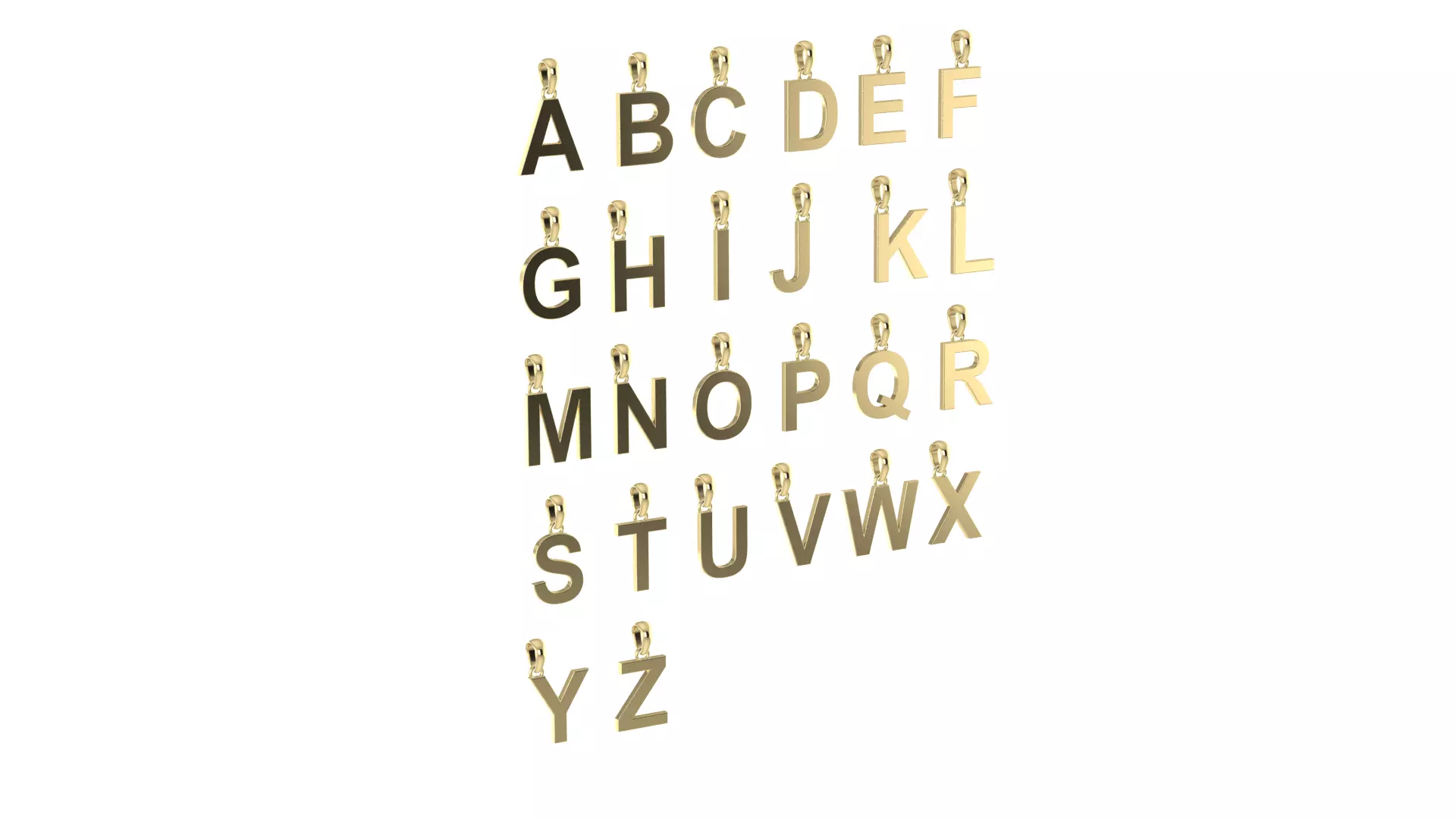 26 Alphabet Letter Pendant 3D Model Collection 3D print model