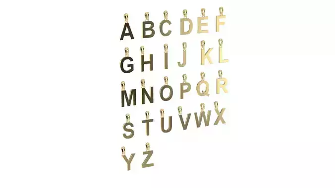 26 Alphabet Letter Pendant 3D Model Collection  3D print model