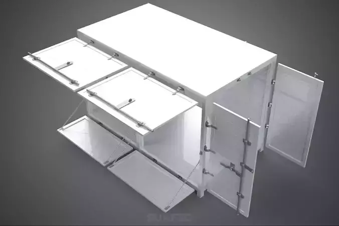 STORE SHOP FOOD BOX TRUCK SIDE DOOR BOOTH STAND CATERING VAN CAR 3D model 2