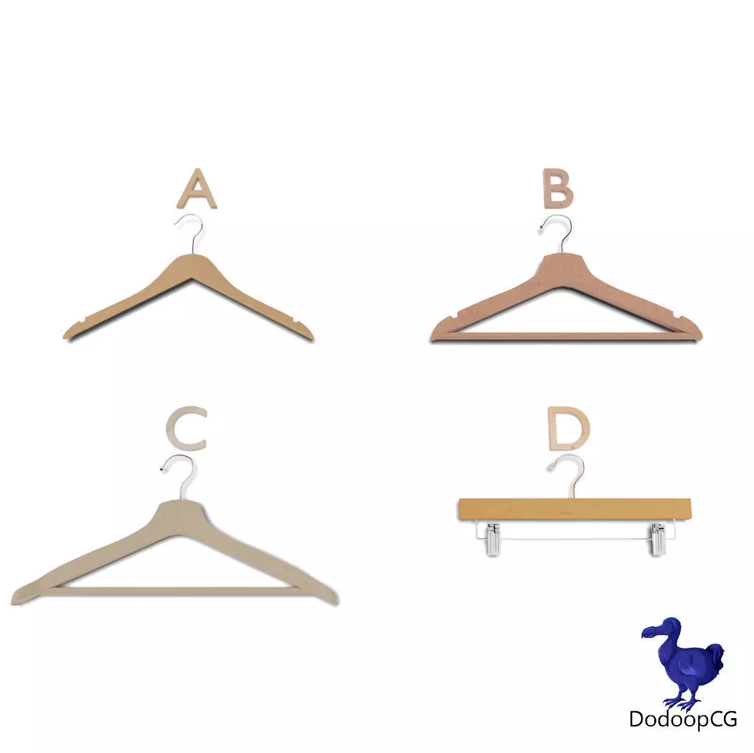 Wooden Hanger Collection - High Quality 3D Set _0