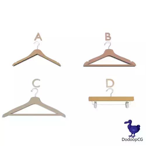 Wooden Hanger Collection - High Quality 3D Set