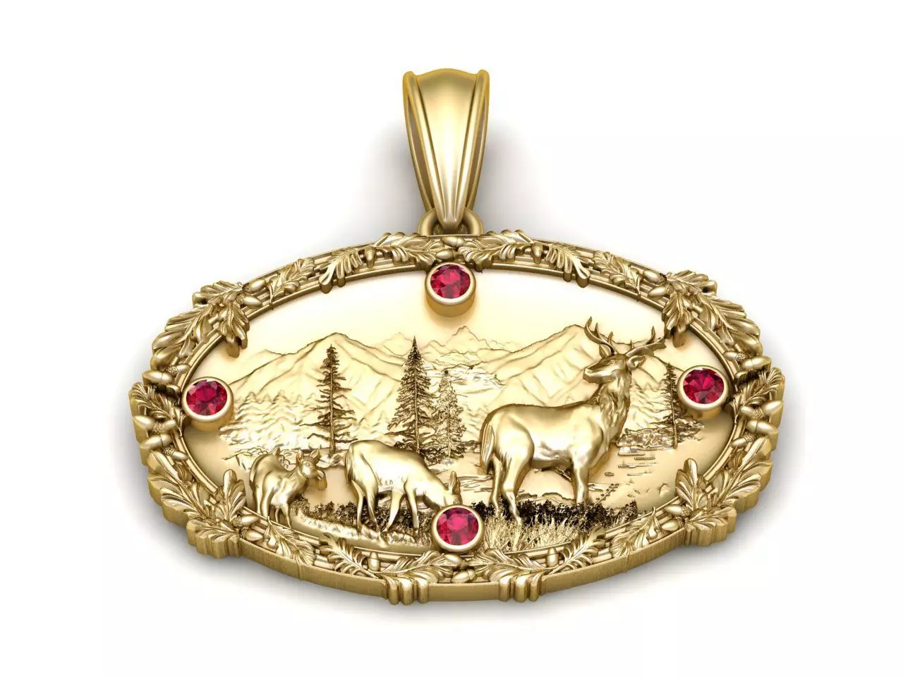 detailed gold pendant 3D print model