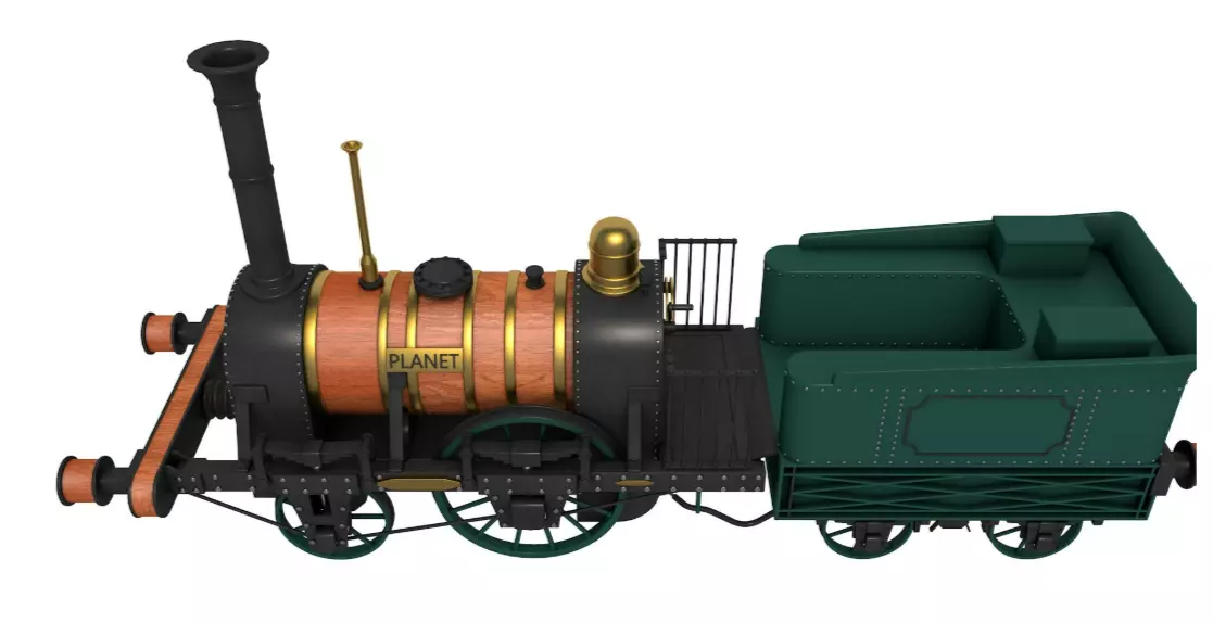 Planet by Robert Stephenson 1830 Locomotive 3D model_1