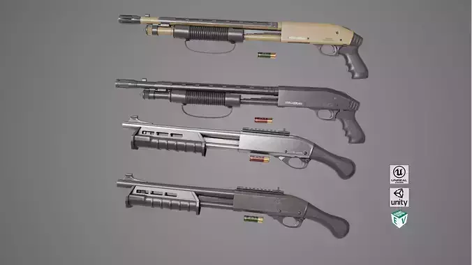 Shotgun Small Collection All PBR Unity UE Textures Included 