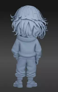 K-Style Chibi Girl with Headphones Urban Figure 3D print model_2