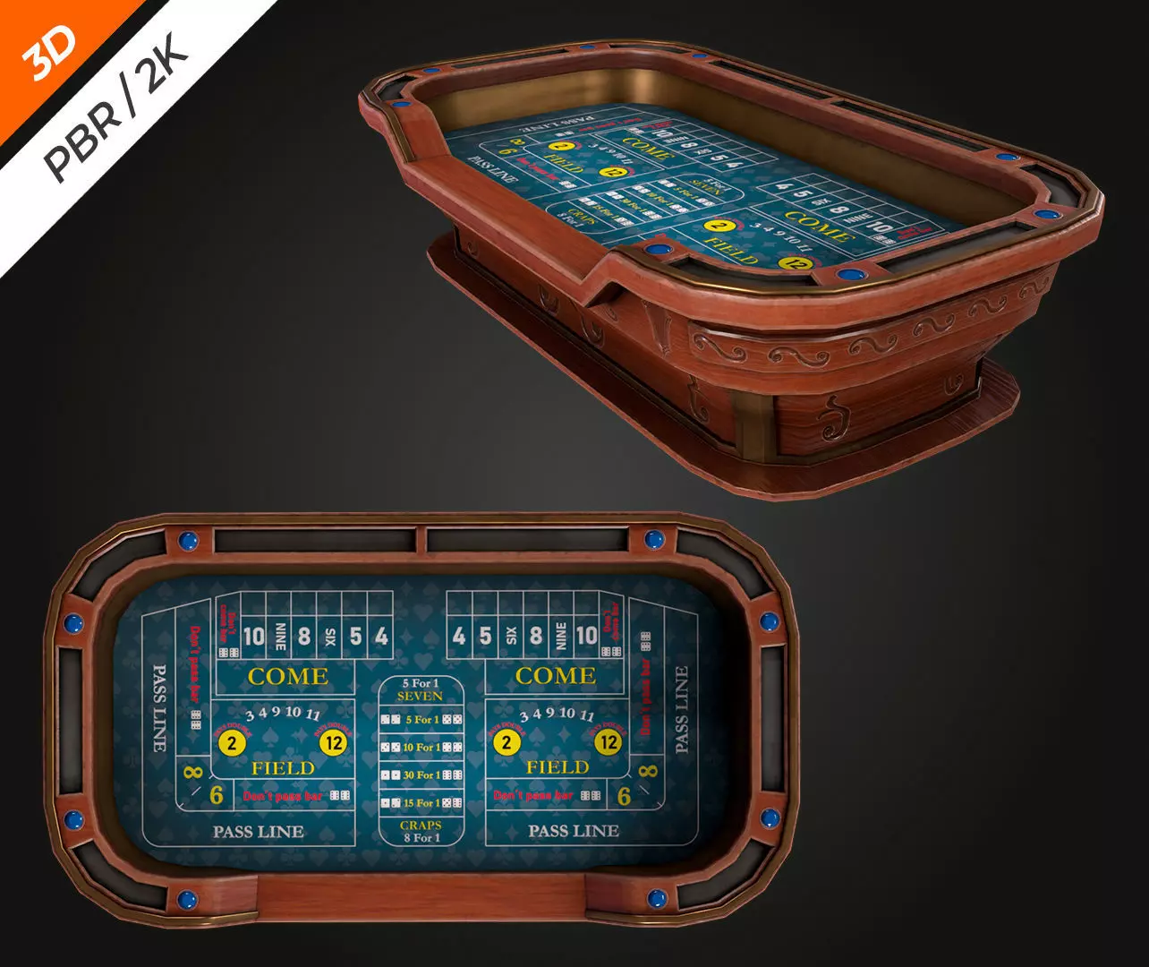 Craps Table Low-poly 3D model_7
