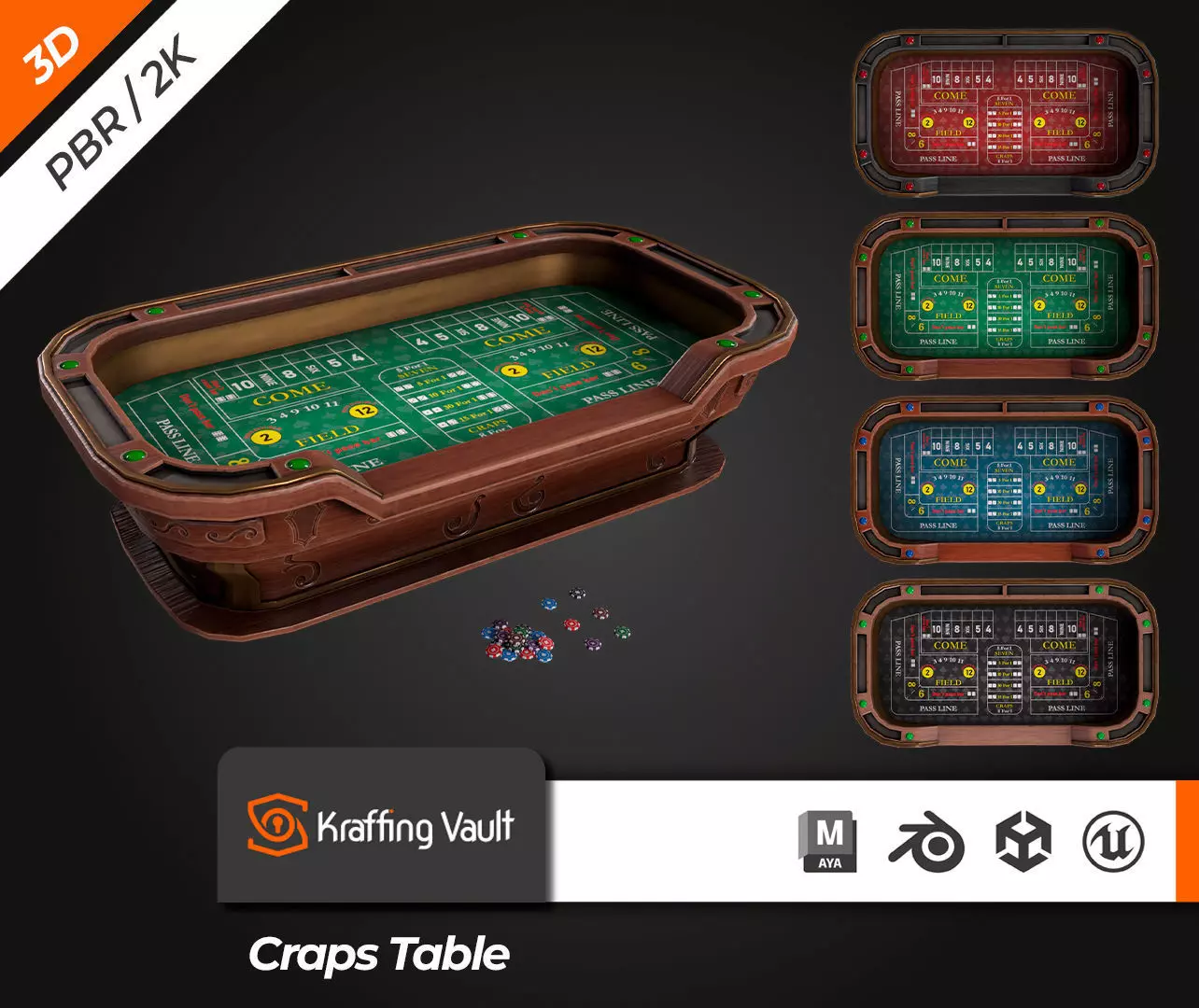 Craps Table Low-poly 3D model_0