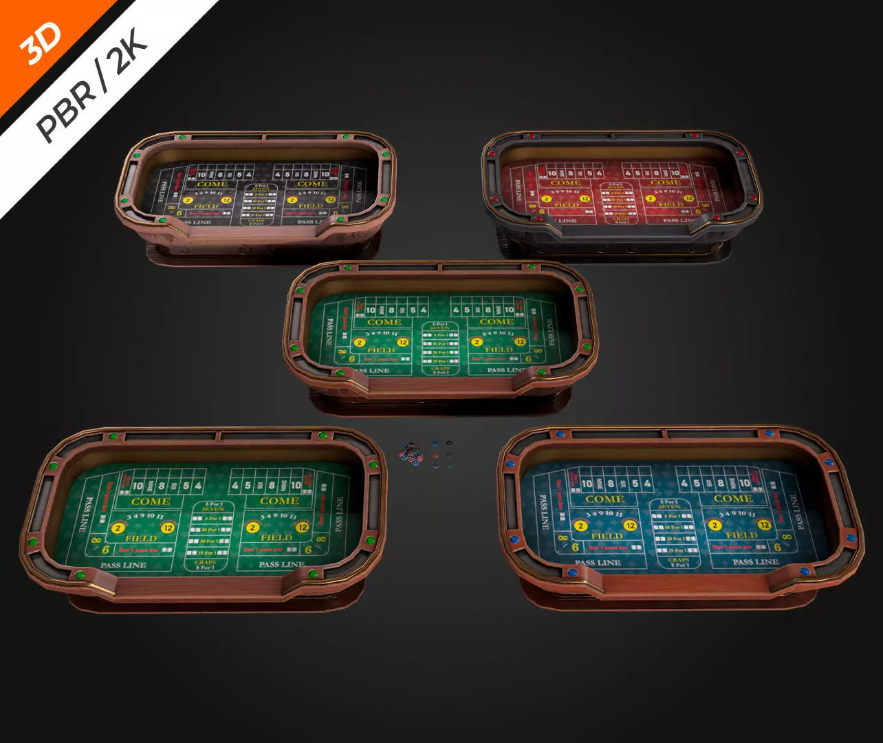 Craps Table Low-poly 3D model_12