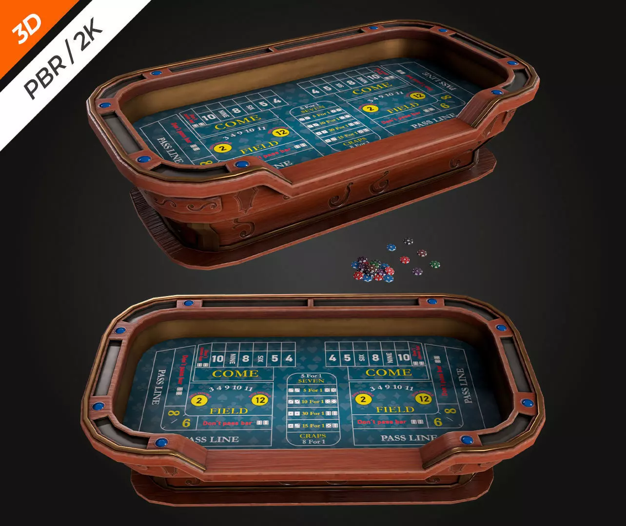Craps Table Low-poly 3D model_3