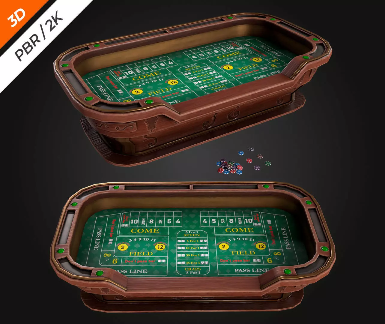 Craps Table Low-poly 3D model_2