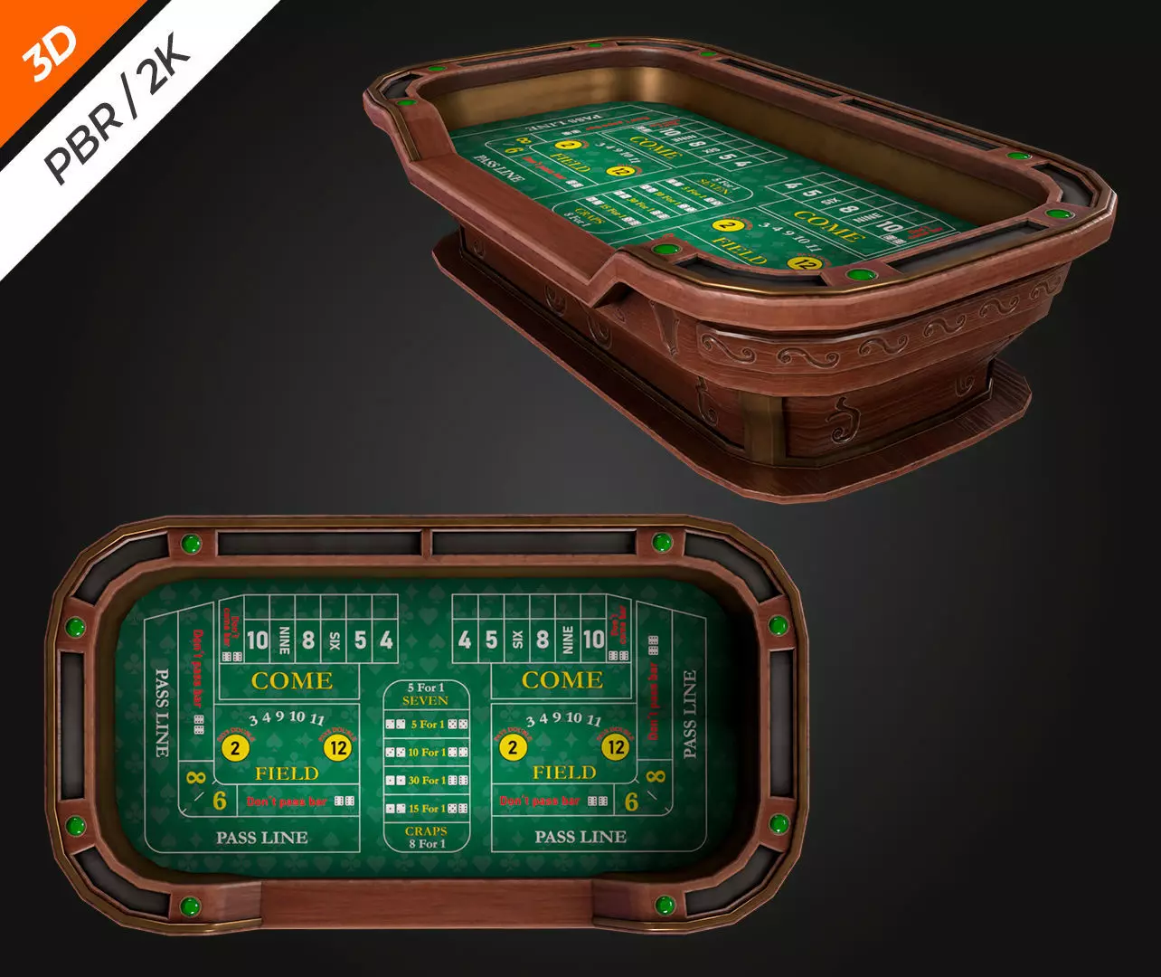 Craps Table Low-poly 3D model_6