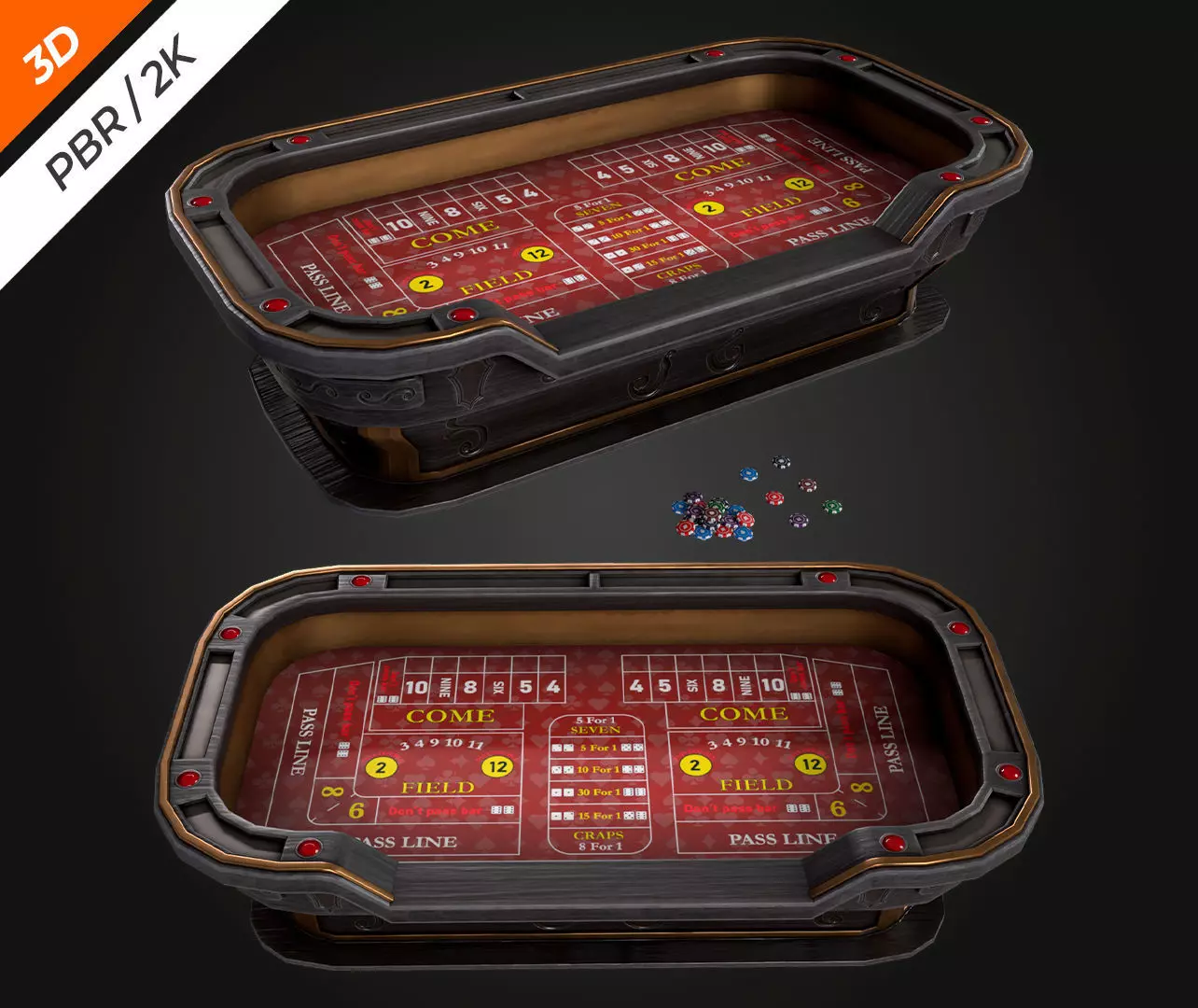 Craps Table Low-poly 3D model_5