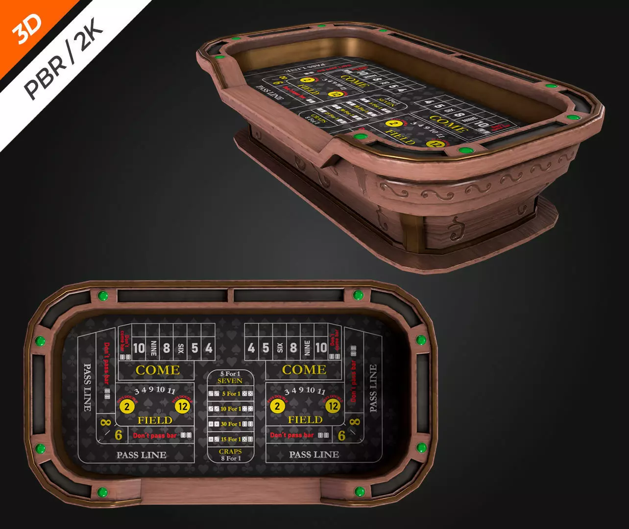 Craps Table Low-poly 3D model_8