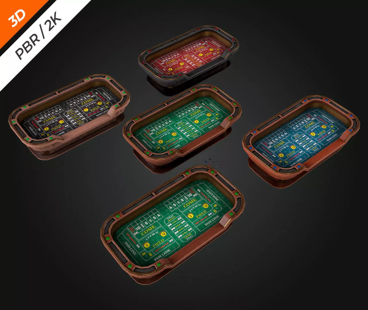 Craps Table Low-poly 3D model_11