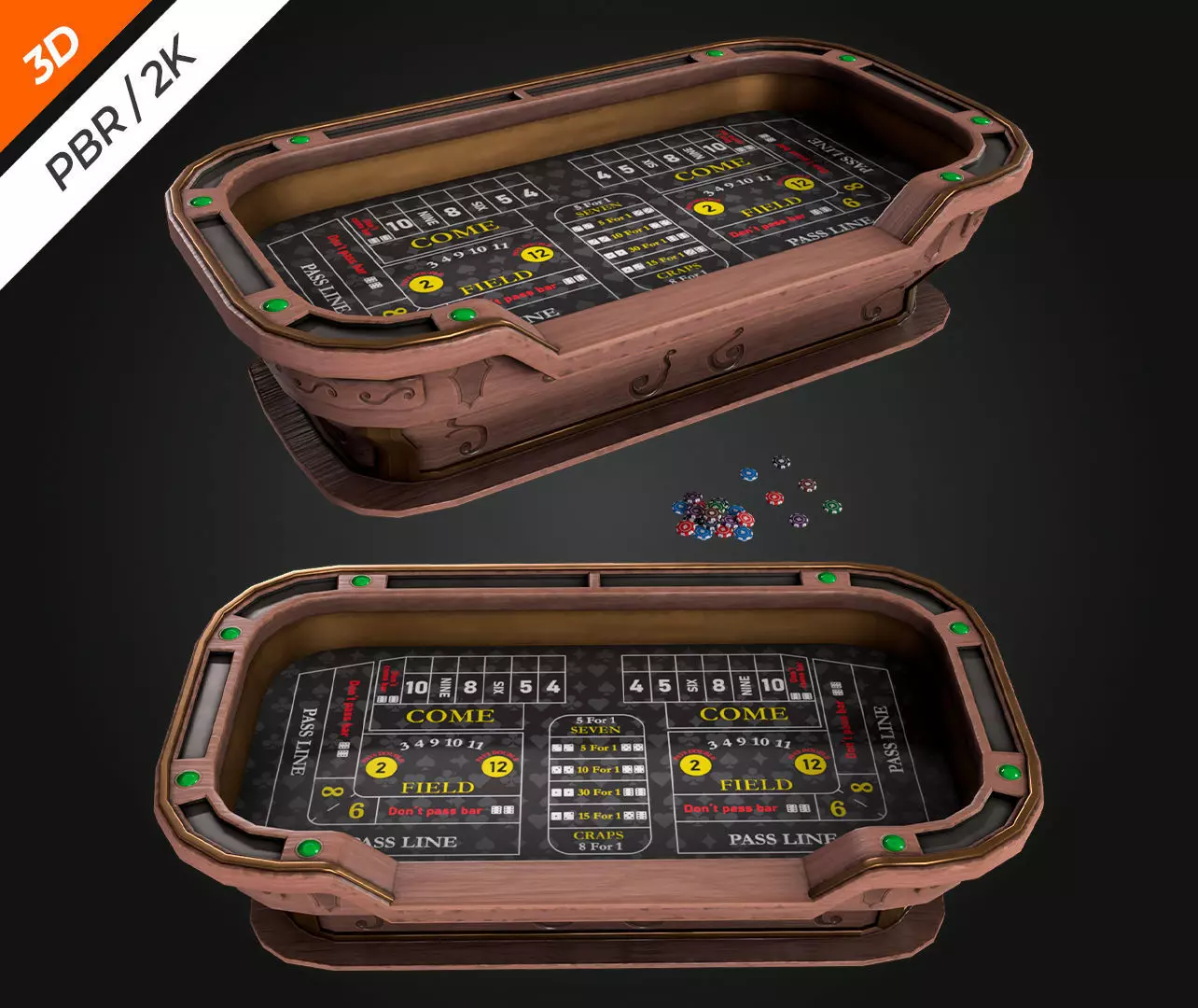 Craps Table Low-poly 3D model_4