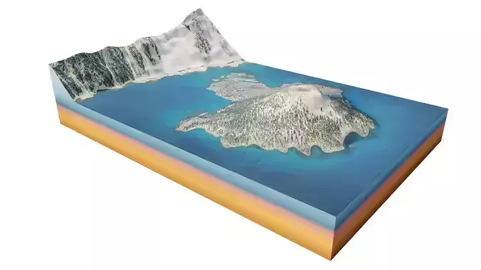 Wizard Island 3D model terrain