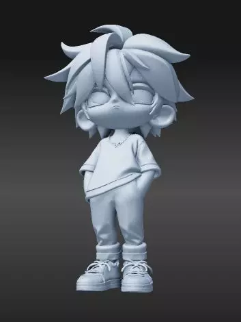 Stylish Chibi Boy with Messy Hair Urban Pose 3D print model